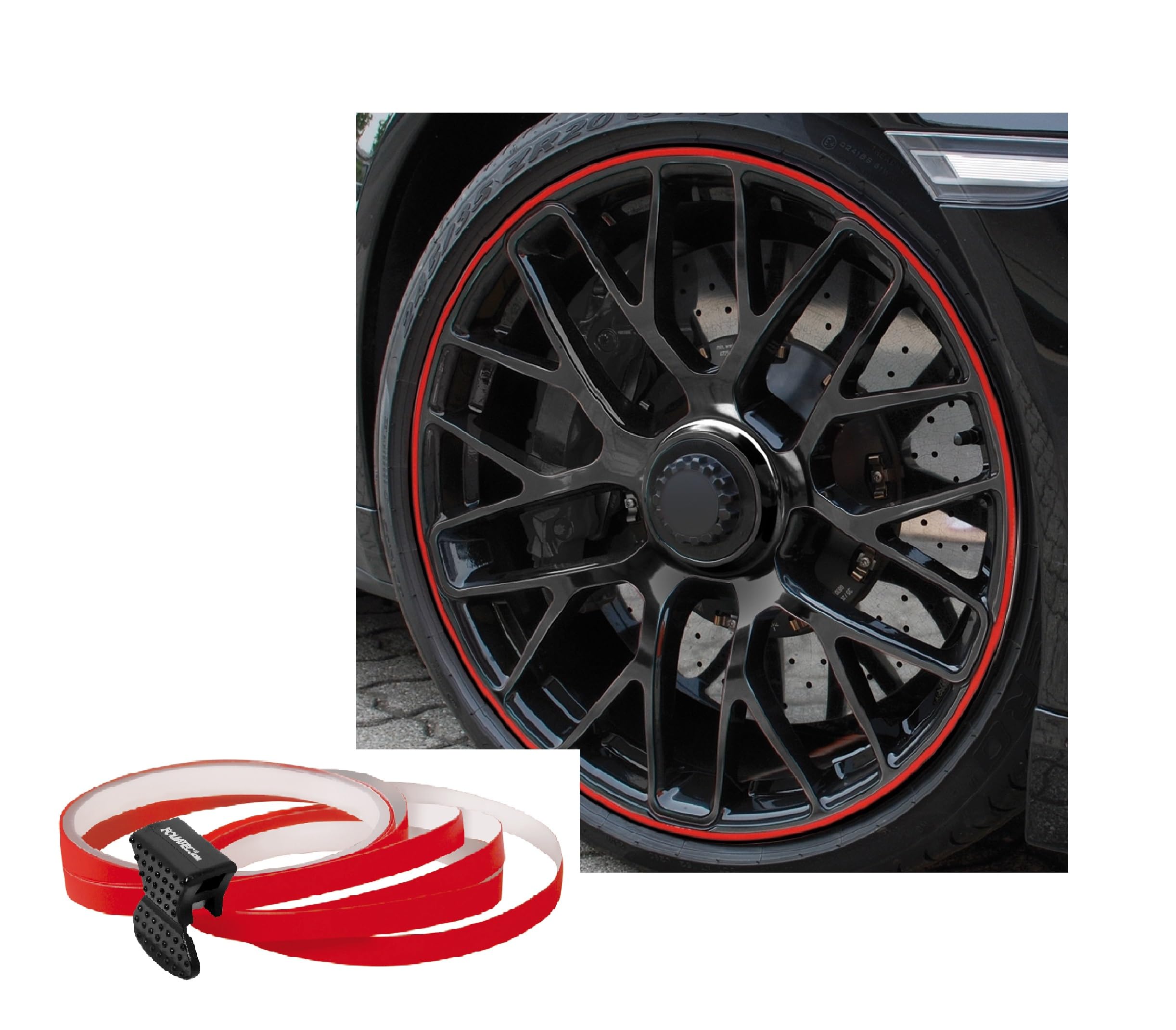 Foliatec PIN-Striping rim design red - Width = 6mm: 4x2,15 meter