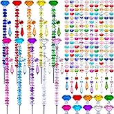 247 PCS Beaded Garden Stakes Kit, DIY Fairy Wand Garden Stake Beads Kits with Assortment Large Hole Beads 10 Crystal Stopper Top Threaded Rods and Sparkling Crystal Pendants for Outdoor Indoor Decor