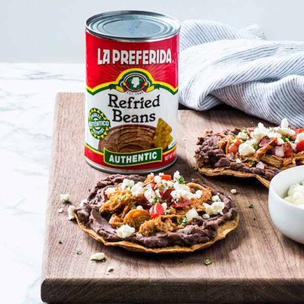 LA PREFERIDA AUTHENTIC REFRIED PINTO BEANS – HOMEMADE TASTE OF TRADITIONAL CREAMY FRIJOLES REFRITOS. 4 SIMPLE INGREDIENT, 16 OZ (PACK OF 24)
