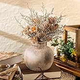 Varsoul Ceramic Rustic Farmhouse Vase | 6 Inch Pottery Decorative Flower for Home Decor | Boho Vase | Terracotta for Table, Living Room, Bathroom Decoration, Shelf Decor, Mantel, Terra