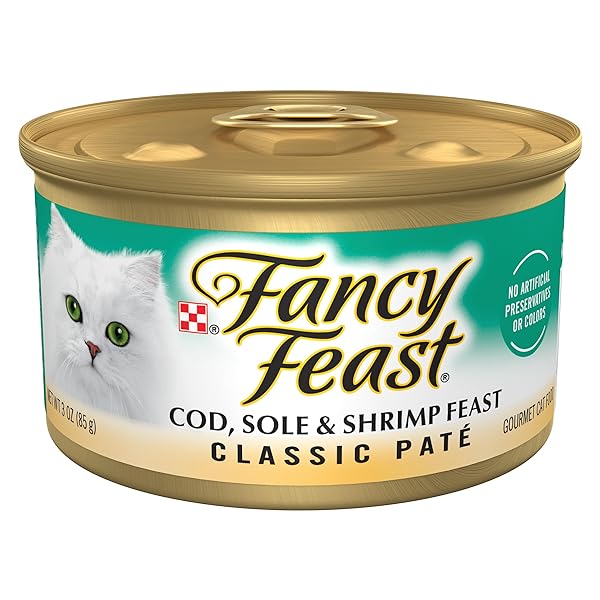 PURINA FANCY FEAST COD, SOLE AND SHRIMP FEAST CLASSIC GRAIN FREE WET CAT FOOD PATE – (PACK OF 24) 3 OZ. CANS