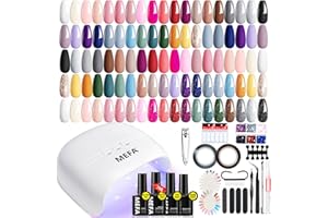 MEFA 60 Pcs Gel Nail Polish Kit with U V Light, 32 Colors All Seasons Nude Gel Nail Polish Set with Base and Matte/Glossy Glitter Top Coat Nail Art DIY Decorations Manicure Tools Gifts for Women