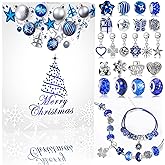 MJartoria Advent Calendar 2025 for Women - Blue Jewelry Set Christmas Countdown-Inclued Blue Snowflake Metal Charms Beads DIY Necklaces Bracelets Making Kit Jewelry Surprise Gifts