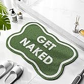 BSSN Get Naked Bath Mat, 16" x 24" Cute Green Bathroom Rug, Ultra Absorbent Microfiber Tufted Bath Mat, Non-Slip & Machine Wa