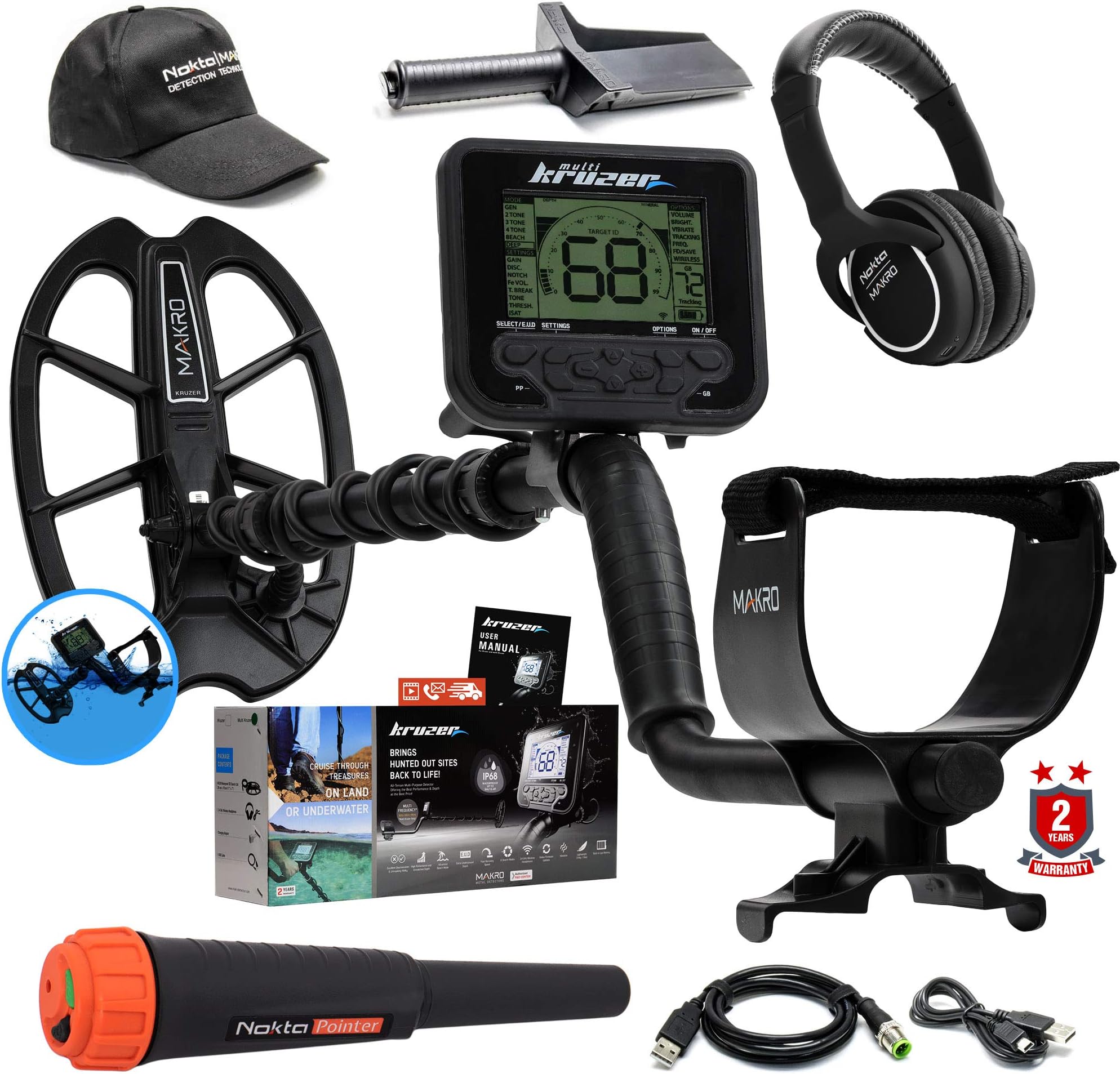 Kruzer Nokta Makro Multi Detector Summer Bundle with Pinpointer, Hat, and Digger