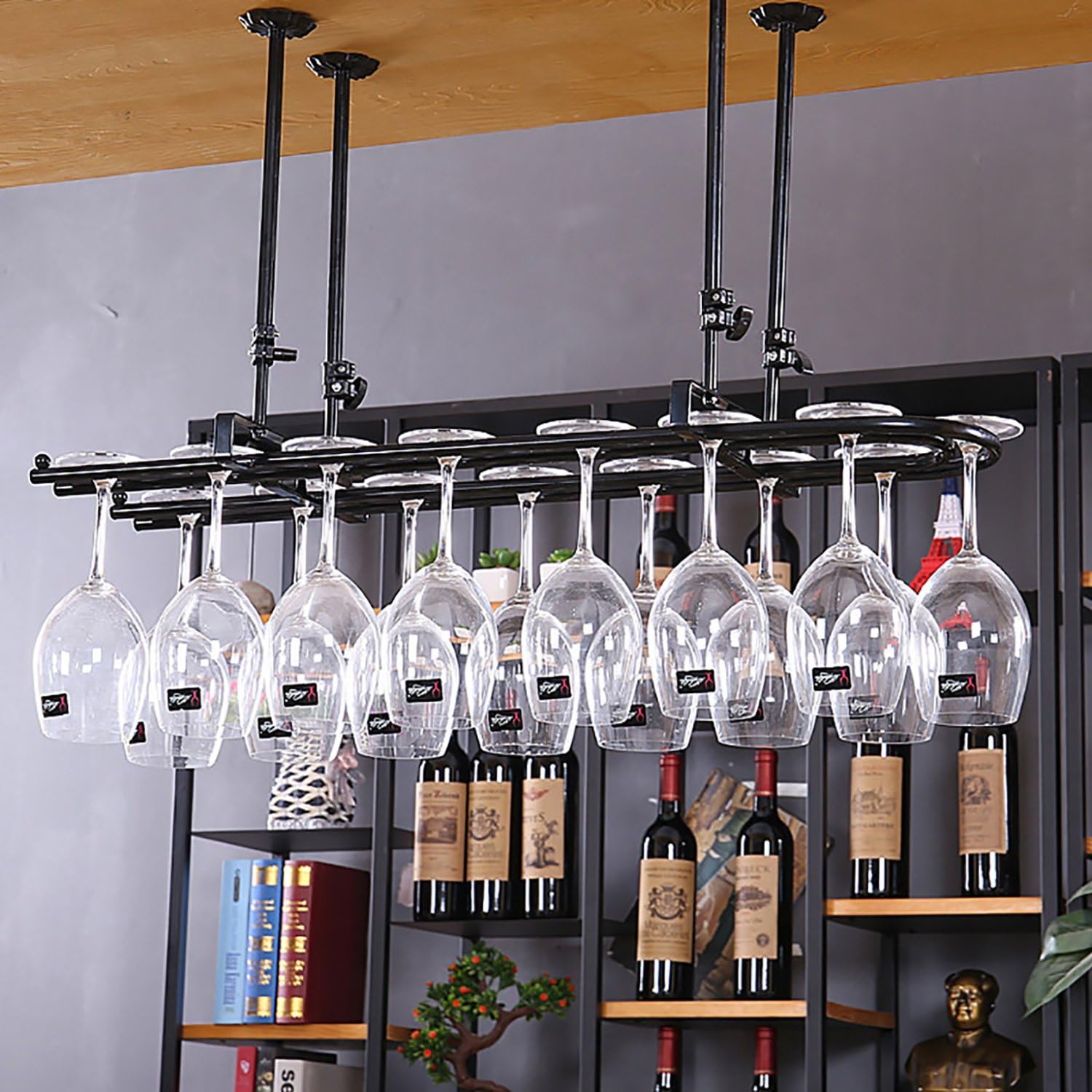 JHGJBJ Wine Glass Rack,Shelf Wine Glass Holder,Wine Glass Rack, Champagne Glass Rack,Glassware Rack Wine Rack,Goblet Glass Rack,Glassware Wine Rack, (Color : A, Size : 100 * 25cm)