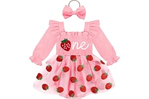 HONGTEYA Baby Girl 1st Birthday Outfit First Birthday Gifts Long Sleeve Tulle Dress One Year Old Bodysuit Clothes