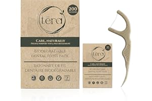 tēra Biodegradable Dental Floss Picks – Strong, Shred-Resistant Floss, Easy Grip, Removes Plaque, PFAS-Free, Plant-Based, Unf