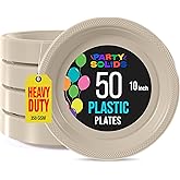 Exquisite Party Solids Ivory Plastic Plates For Party Supplies 10" Ivory Disposable Plates Heavy Duty 50 Pcs Plastic Dinnerware Sets Heavy Duty 350 GSM Disposable Dinnerware Set