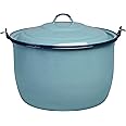 Cinsa Authentic Hispanic Convex Kettle with Lid None, 8 Quart, Turquoise Blue