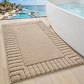 LUMI Bathroom Rugs Non Slip with Rubber Backing, Extra Soft Plush Microfiber Bath Rug Absorbent, Machine Washable Bath Mat Quick Dry for Tub, Shower, Hotel, Beige, 24"x36"
