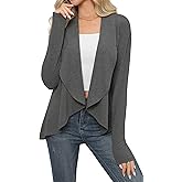 HIYIYEZI Cardigans for Women Casual Long Sleeve Open Front Soft Draped Lapel Cardigans