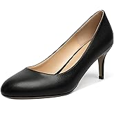 ROSERWISH Womens Slip On Wedding Party Round Toe Sexy Elegant Stiletto Mid Heel Pumps Dress Shoes 2.5 Inch