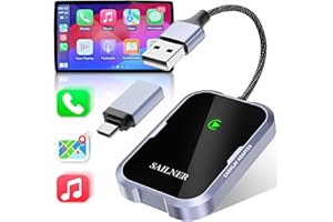 SAILNER Wireless Carplay Adapter for iPhone, 2024 Car Play Wireless Adapter for Apple Converts Wired to Wirelss CarPlay Adapter, Fit for Cars from 2015 with OEM Wired CarPlay,iPhone 6+, Plug and Play