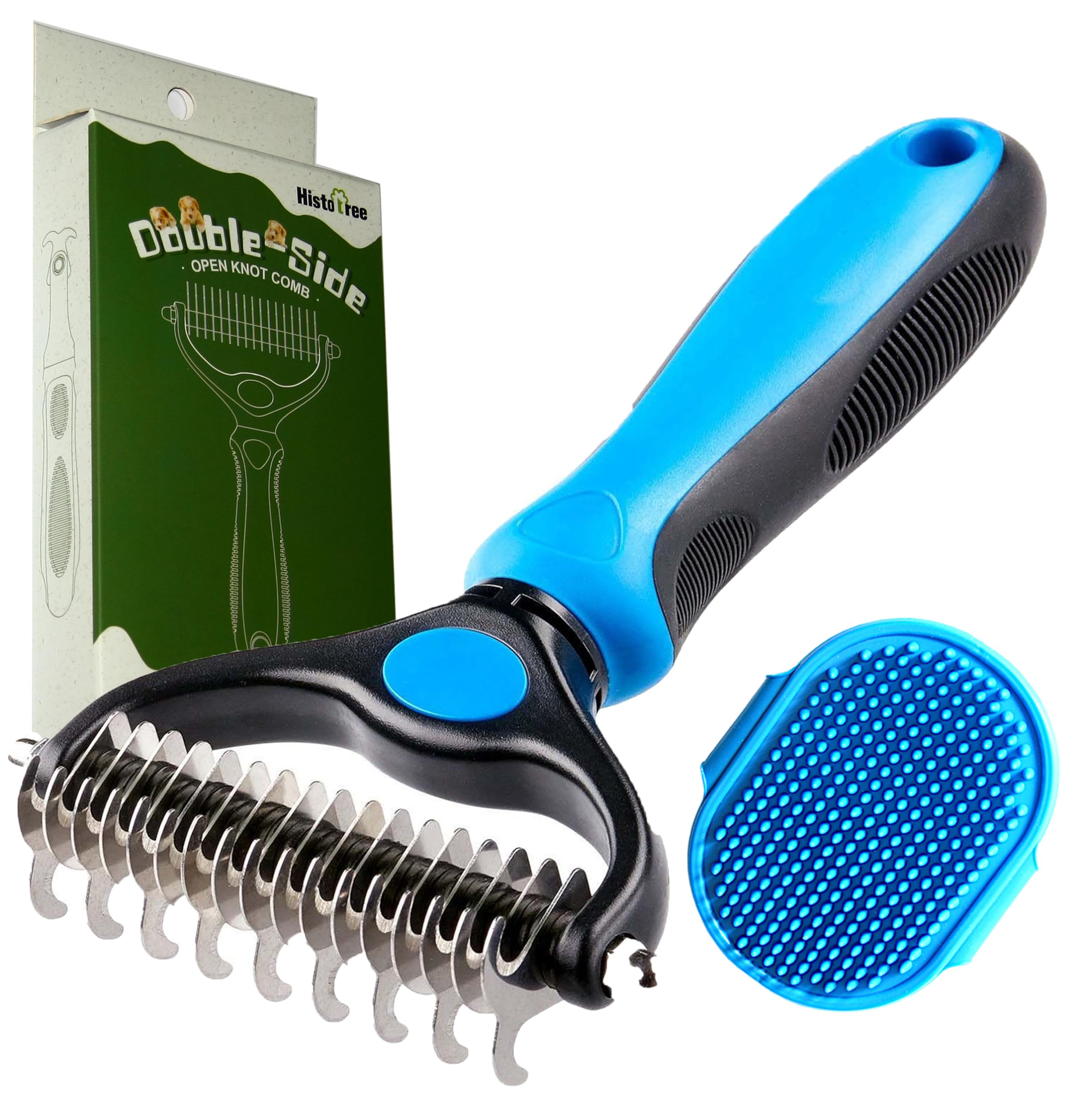 azHelios : Dog/Cat Brush for Medium Length Fur Brush Undercoat Comb Undercoat Comb Tangles Curry Comb Grooming Brush Hair Removal Thinning 17+9 Double Sided Teeth Pet Dog Cat