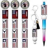 WOZADU 15 PCS Silicone Focal Beads for Pens Characters Veterans Theme Silicone Bead for Keychain Making Beads Bulk for Jewelry Making Bracelet Necklace Handmade Crafts