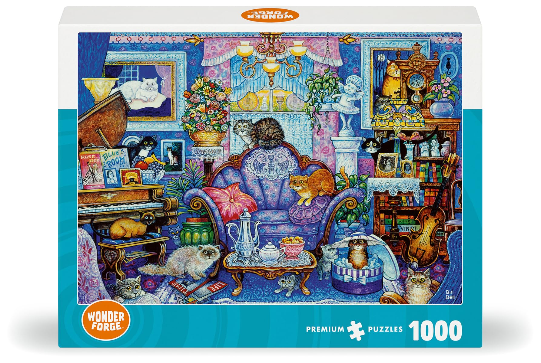 Wonder Forge Cats in The Blue Room 1000 Piece Jigsaw Puzzle for Adults | Unique, Perfectly-Fitting Pieces | Fun, Vibrant Imagery | Amazon Exclusive