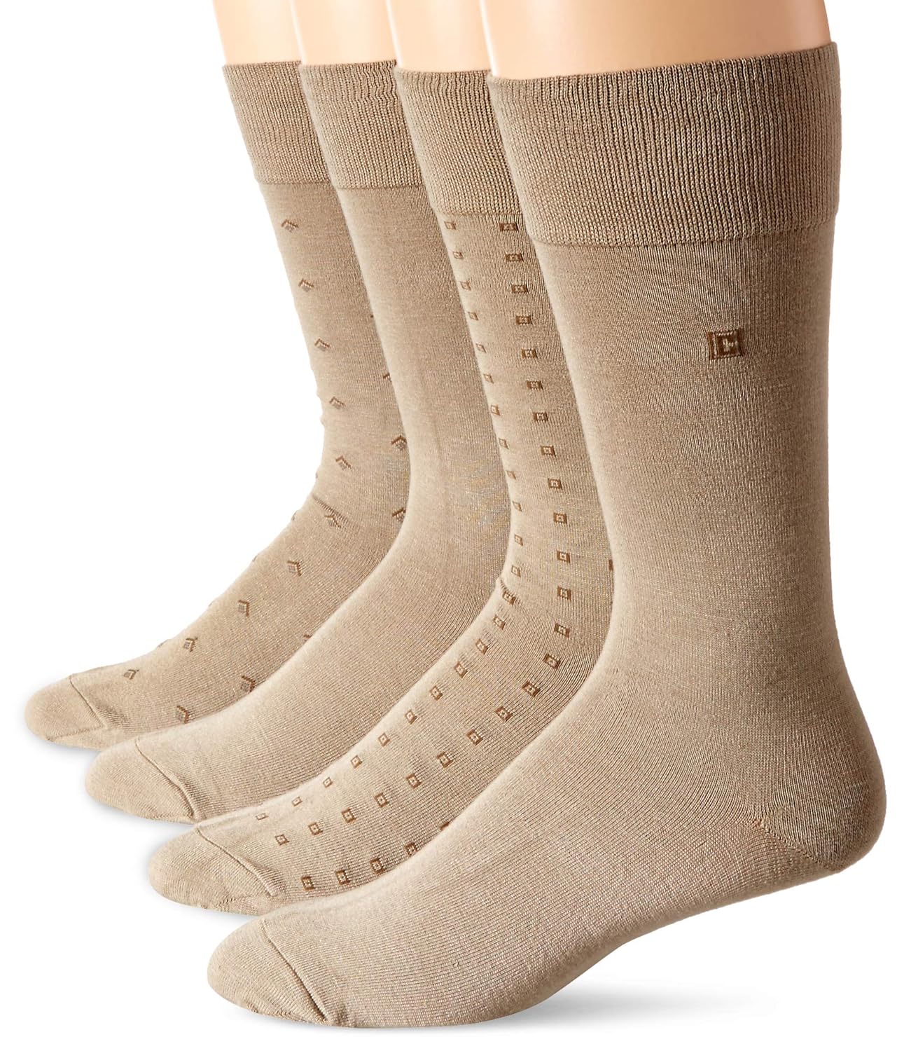 Chaps Men's Diamond Dress Crew Socks (4 Pack), Khaki, Shoe Size 612