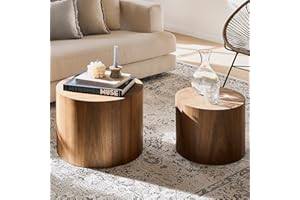 kevinplus Walnut Nesting Coffee Table Set of 2