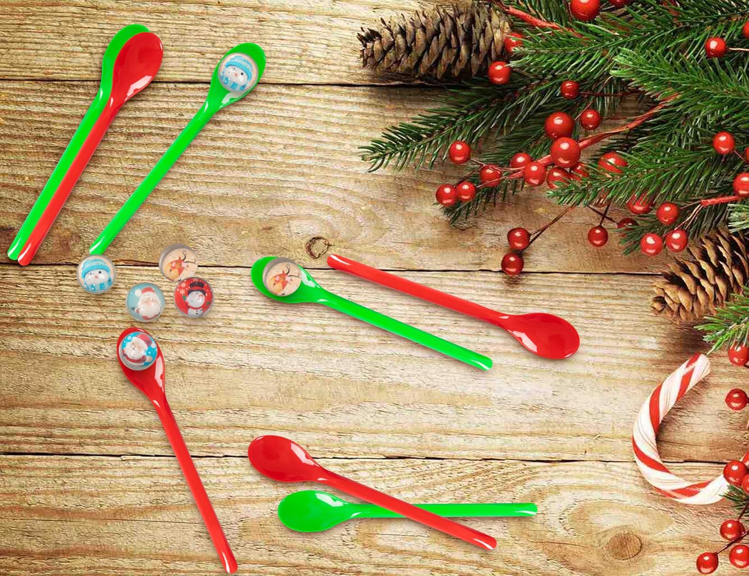 Christmas Game Bouncy Ball Spoon Relay Race Toy for Adults Indoor Outdoor Decorations Xmas/Holiday/Winter Party Supplies Favors: Toys & Games