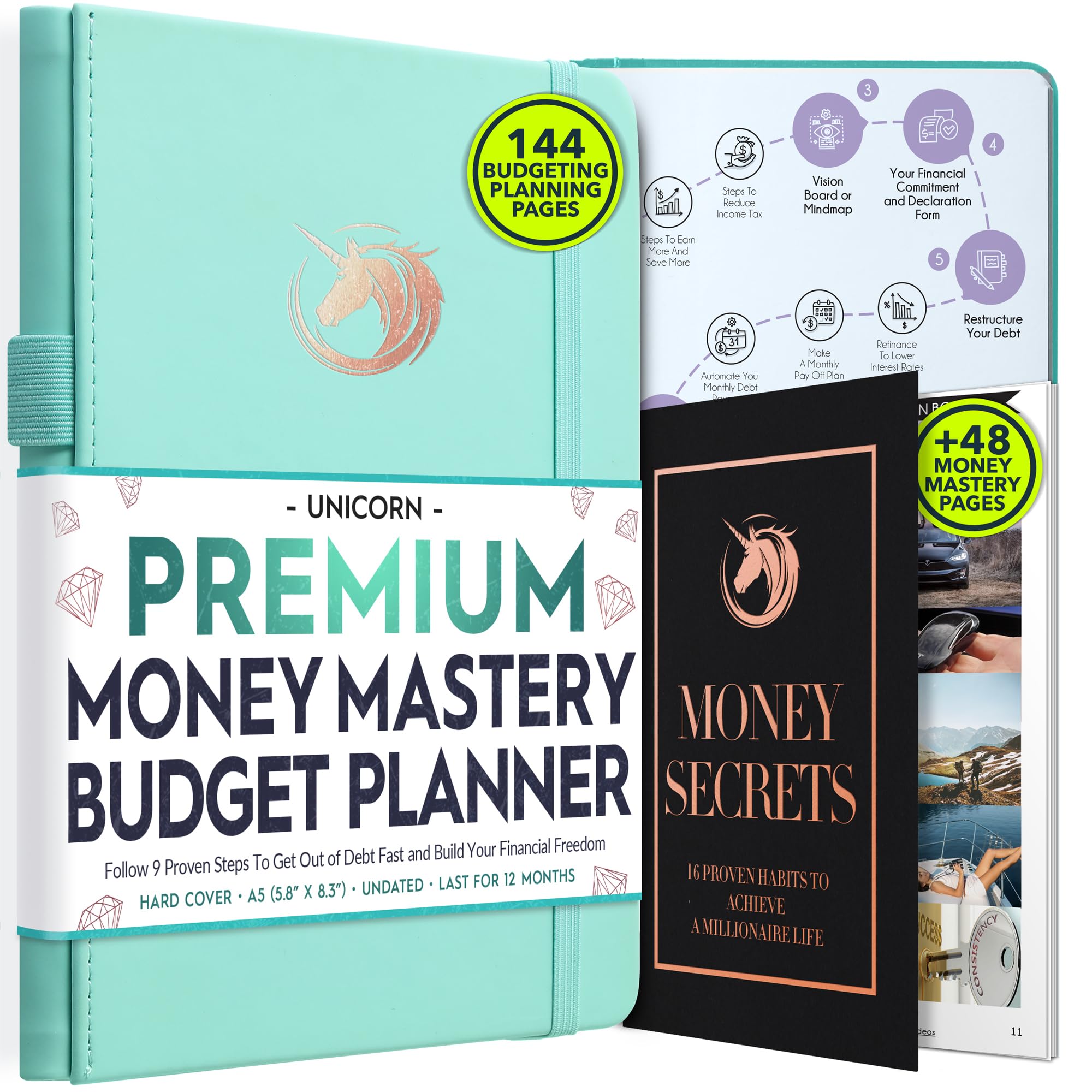 Financial Planner - Monthly Budget Planner & Monthly Bill Organizer | A 12-Month Journey to Financial Freedom | Bill Payment Tracker Organizer, Debt, Expense Tracker & Money Saving with Pockets