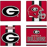 FOCO NCAA Official 4-Pack Beverage Drink Stone Coaster Set (Georgia Bulldogs)