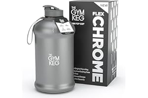 THE GYM KEG Sports Water Bottle (2.2 L) | Half Gallon | Carry Handle | Big Water Jug for Sport | Large Reusable Water Bottles | Ecofriendly, Tritan BPA Free Plastic, Leakproof (Chrome Reflex)