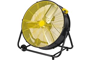 Uthfy 24 Inch High Velocity Floor Fan,320 Watts Heavy Duty Industrial Drum Fan,Metal Shop Fan for Garage Commercial Workshop Basement,Outdoor Fan for Patio,Big Large Fans for Cooling Drying