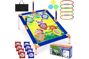 Subao Bean Bag Toss Game,3 in 1 Cornhole Set,Kids Outdoor Games,Sports & Outdoors Play Toys for Toddler Boys Girls 3 4 5 6 7 8 9,Ring Toss Game for Yard Lawn Party Family,Toys Gifts for Kids Age 3+