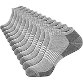COOPLUS 12 Pack Mens Cushioned Ankle Socks, Low Cut Breathable Casual Socks (Shoe Size 6-11)