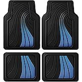 Road Comforts Car Floor Mats Full Set – Front & Rear Car Floor Mats with Aluminum Design, Anti-Slip Backing, All-Weather Protection, Trim-to-Fit Car Mats for Most Sedans, SUVs & Vans - - Blue