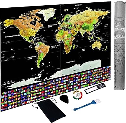 Scratch Off Carte Du Monde Poster Personnalisé Carte Du