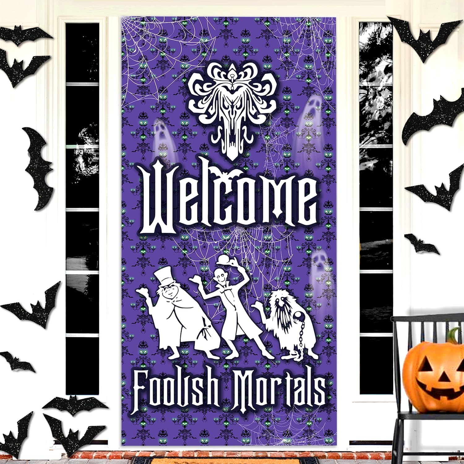Garage Door Decorations - Haunted House Halloween Decorations Door Cover, 6x2.9 FT Haunted House Decorations Door Banner, Haunted house Decorations Outdoor Indoor Cover for Halloween
