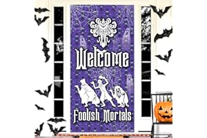 ALOTFS Haunted House Halloween Decorations Door Cover, 6x2.9 FT Haunted House Decorations Door Banner, Haunted house Decorations Outdoor Indoor Cover for Halloween