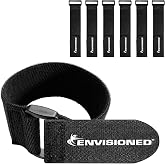 Soft Touch Cinch Straps 2" x 30" - 6 Pack, Velour Microfiber Reusable Hook and Loop Material