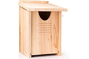 WHITEHORSE Large Cedar Owl House - Premium and Weatherproof Design - 16" x 12" x 11" - A Nesting Box for Screech Owls, Boreal
