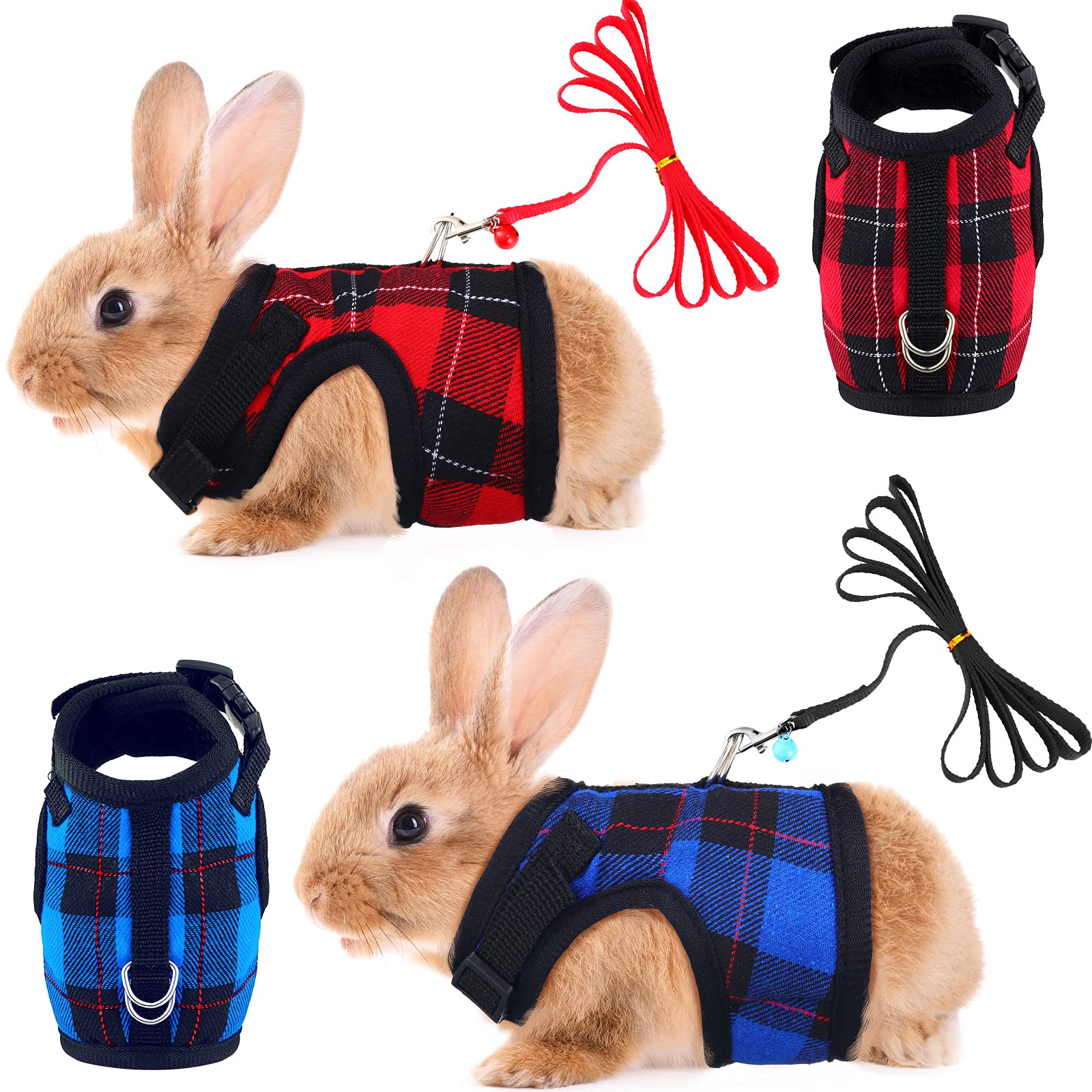 Photo 1 of 2 Pieces Guinea Pig Harness and Leash with Safety Bell Adjustable Hamster Ferret Harness and Leash Set No Pulling Walking Vest for Ferret Chinchilla and Similar Small Animals(M, 8-9 Inch Chest)
