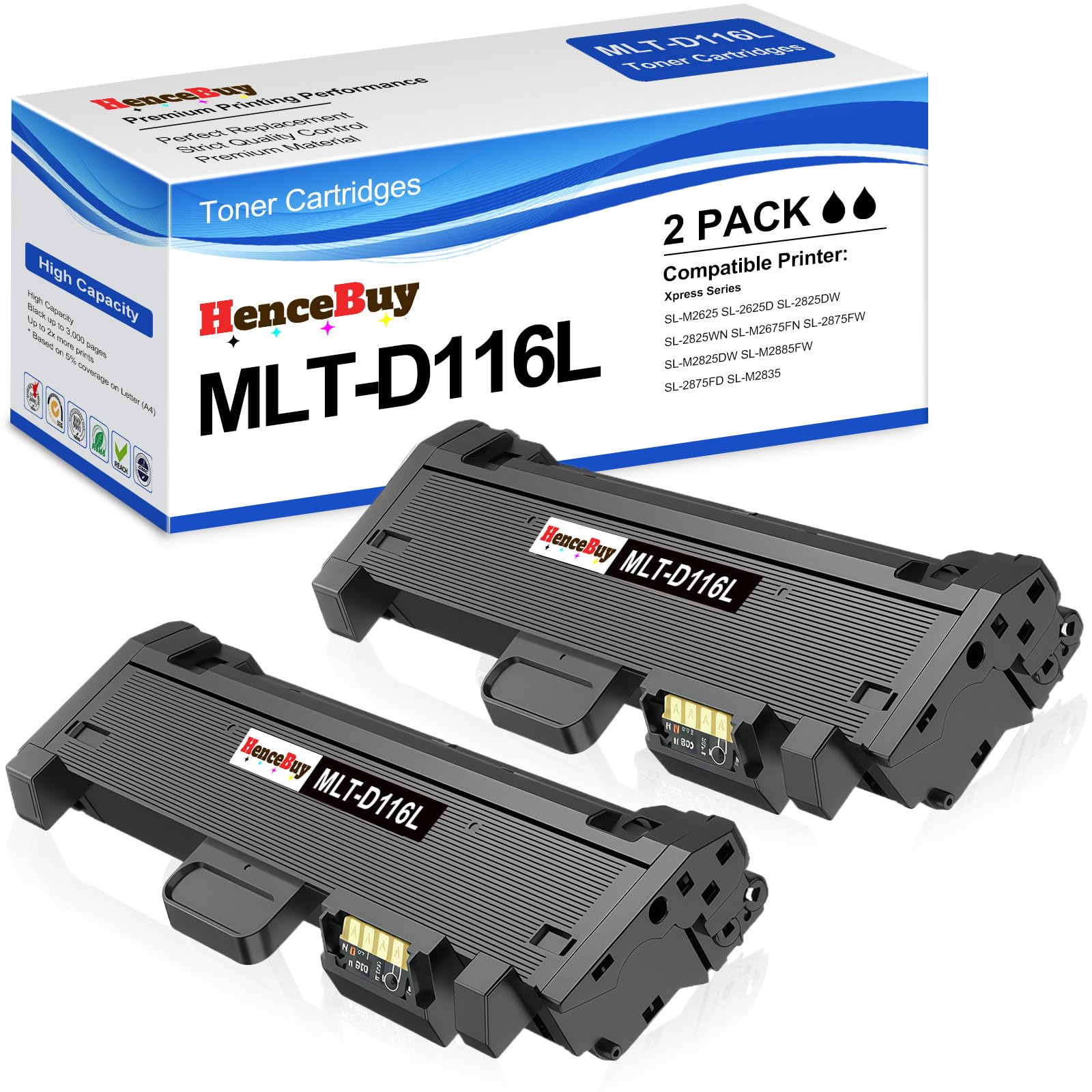 Photo 1 of HenceBuy MLT-D116L Toner Cartridge Compatible for Samsung MLT-D116L D116L MLT-D116S High Yield to Use with Samsung Xpress SL-2625D SL-M2825DW SL-M2675FN SL-2875FW SL-M2835 SL-M2885FW Printer-2 Black