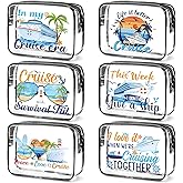 Falueqg Cruise Clear Makeup Bags - 6Pcs Cruise Ship Essentials 2025, Cruising Must Have Survival Kit, PVC Waterproof Cosmetic Bag Toiletry Purses for Travel Vacation, Cruise Gifts for Women Girls