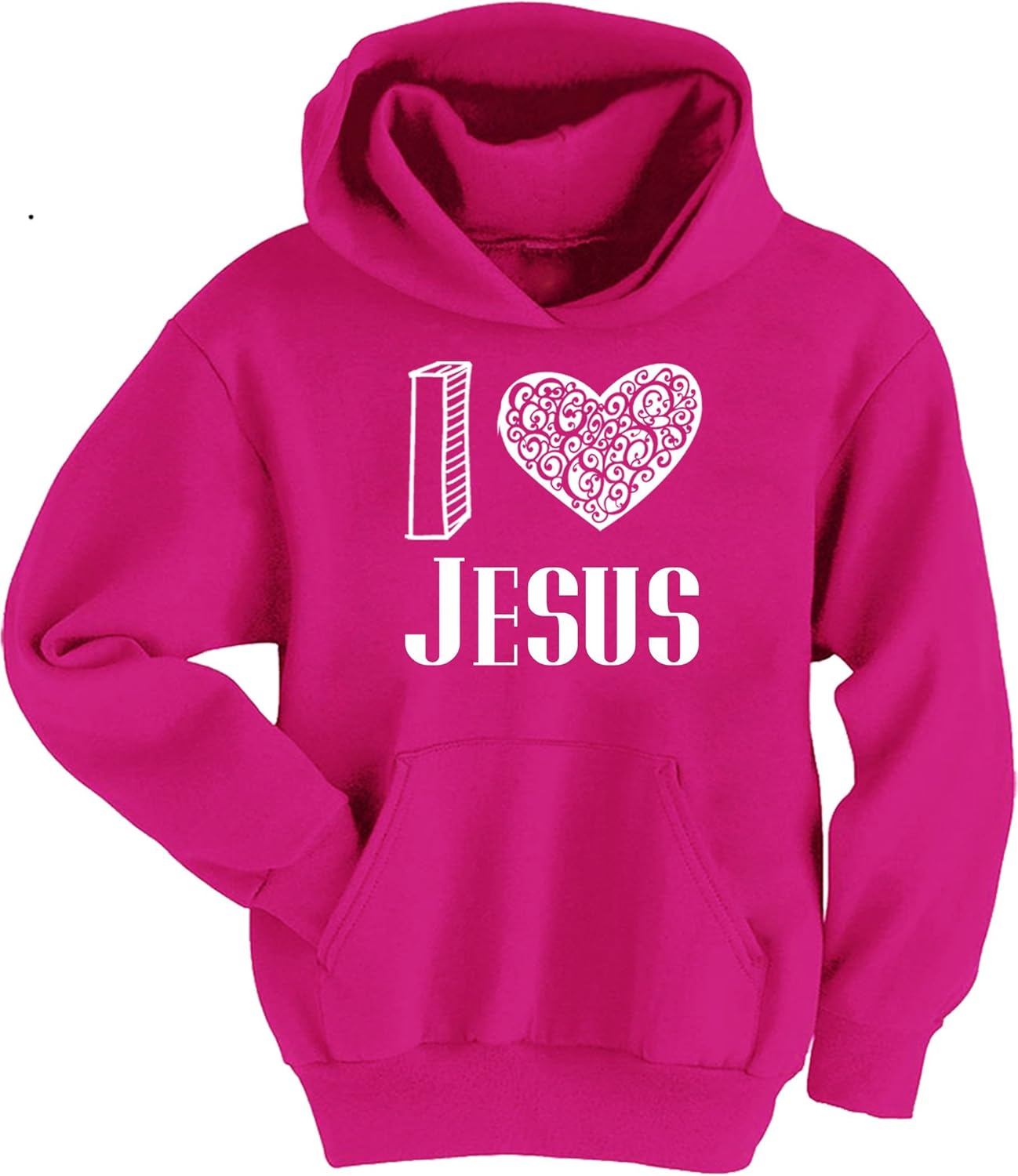 I Love Jesus Hoodie Girls Hoody Sweat Shirt (Pink, Medium
