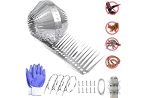 FONESO Raccoons Squirrel Baffle Spikes Deterrent, 80in Stainless Steel Pigeons Bird Spikes, Avoided Snakes, Cats, Bird Nests on Fences/Eaves/Porch/Windowsills, Protect Bird Feeder Pole