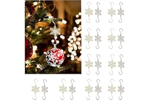 IHEOJAOC Christmas Ornament Hooks - Sliver Gold Snowflake Decorative Ornament Hangers（20 PCS，Gold Sliver）