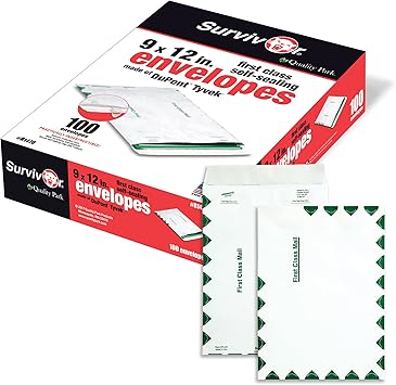 Amazon Com Survivor R1470 Tyvek Usps First Class Mailer 9 X 12 White Box Of 100 Large Format Envelopes Office Products