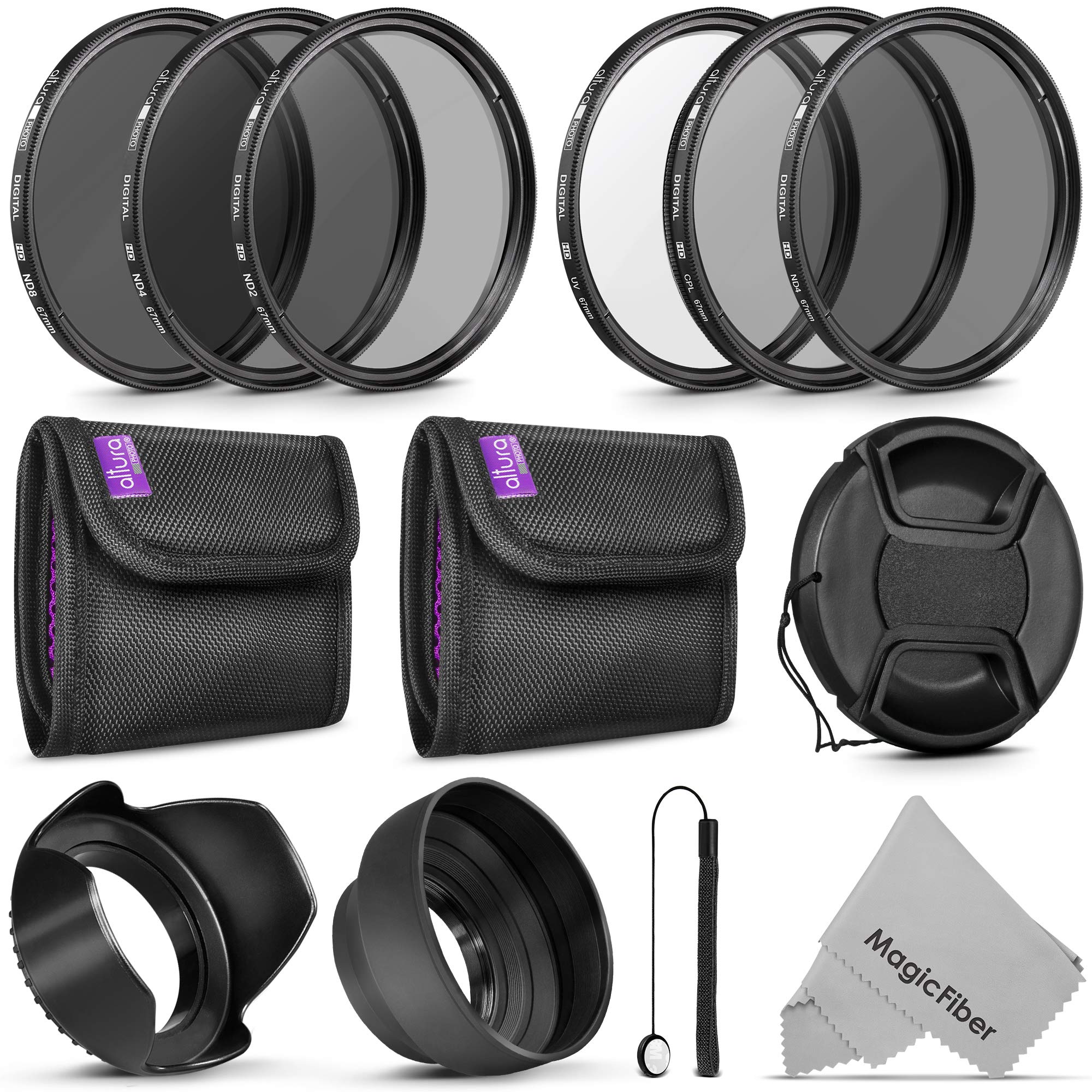 67MM Altura Photo UV CPL ND4 Lens Filters Kit and Altura Photo ND