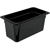 Carlisle FoodService Products Storplus Food Pan, Storage Container with Spoonable Corners for Catering, Buffets, Restaurants, Polycarbonate (Pc), 1/3 Size 6 Inches Deep, Black