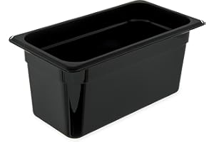 Carlisle FoodService Products Storplus Food Pan, Storage Container with Spoonable Corners for Catering, Buffets, Restaurants, Polycarbonate (Pc), 1/3 Size 6 Inches Deep, Black