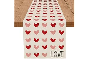 GPGHE Valentines Day Table Runner Love Hearts I Love You Valentines Decorations 13 x 72 Inch Home Kitchen Dining Roonm Wedding Anniversary Holiday Table Decor