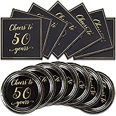 40pcs Cheers To 50 Years Birthday Dessert Plate and Napkins Black Gold 50th Birthday Party Supplies Black and Gold 50th Anniversary Decorations Favors for Men and Women