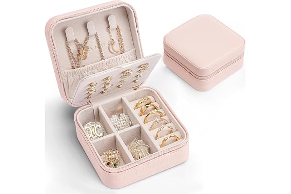 VLANDO Travel Jewelry Case with 16 Earring Plates,Travel Essentials,Small Travel Jewelry Organizer Box,Portable Display Stora