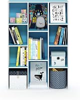 Furinno LUDER 11-Cube Bookshelf Reversible White Light Blue 73.9x105.9x23.9 cm view 4
